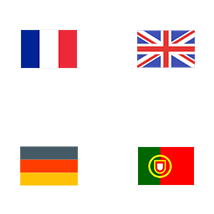 English, French, German, and Portuguese